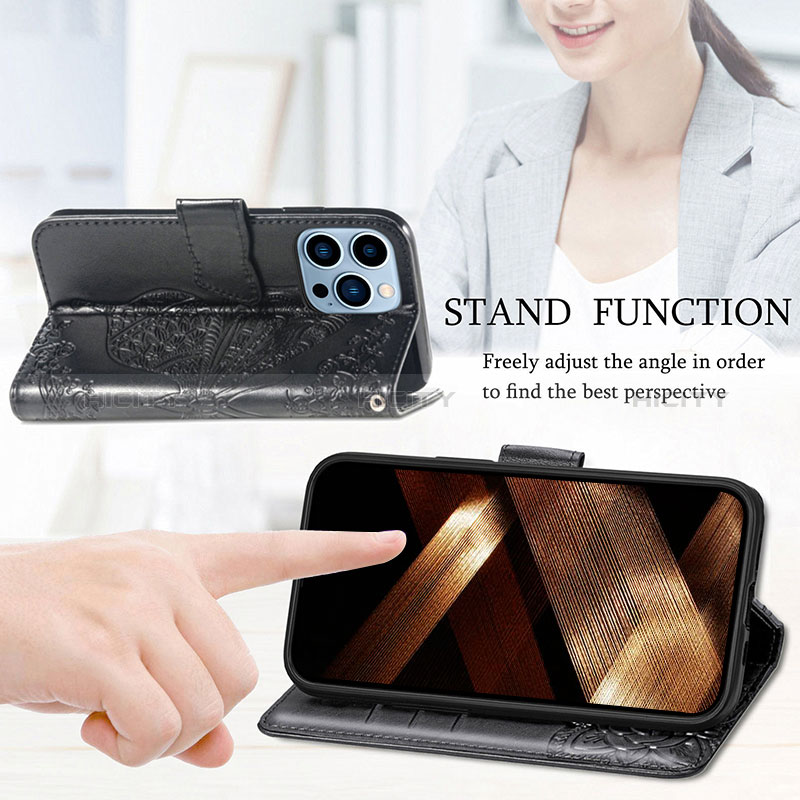 Handytasche Stand Schutzhülle Flip Leder Hülle Modisch Muster H07 für Apple iPhone 14 Pro