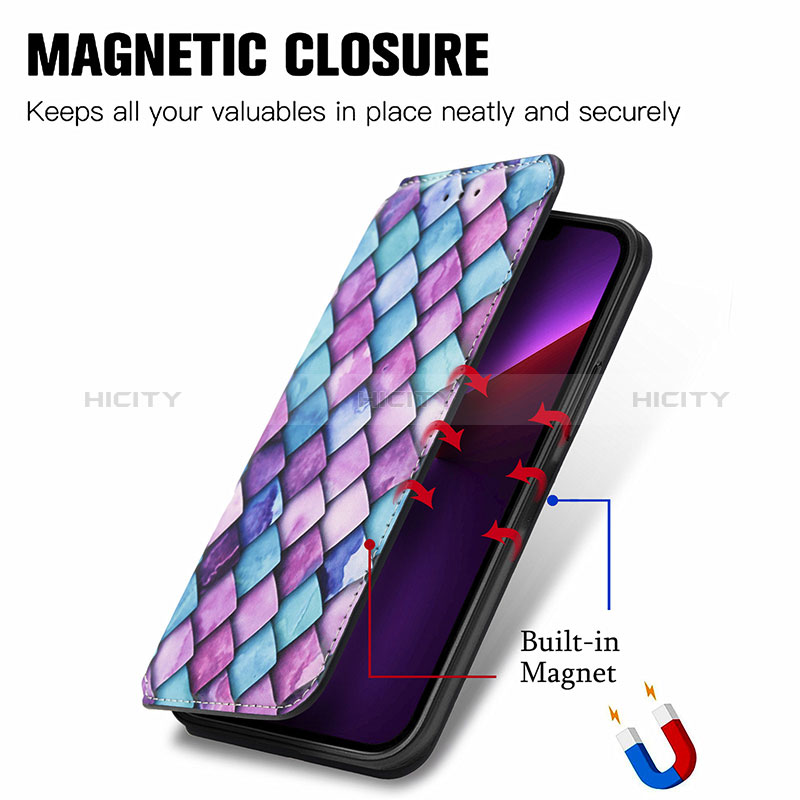 Handytasche Stand Schutzhülle Flip Leder Hülle Modisch Muster H09 für Apple iPhone 15 groß