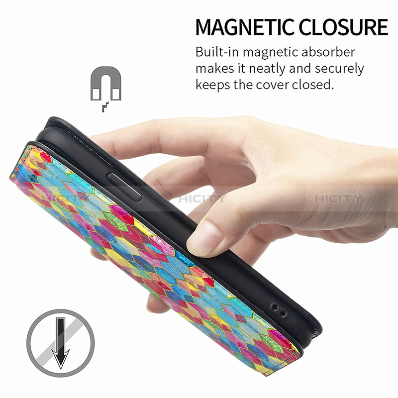 Handytasche Stand Schutzhülle Flip Leder Hülle Modisch Muster H10 für Apple iPhone 15 groß