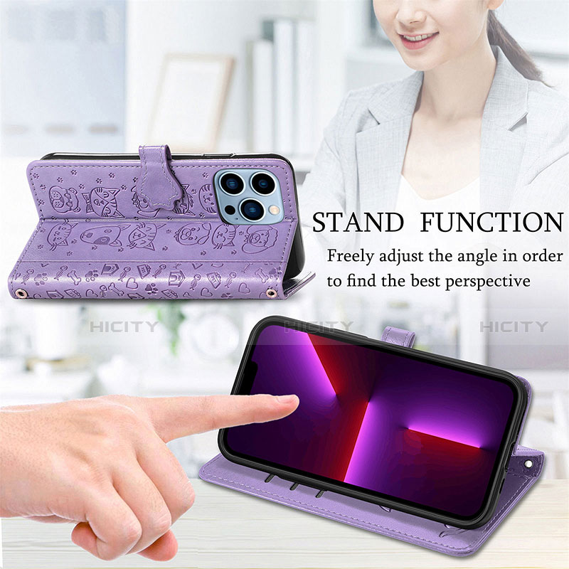 Handytasche Stand Schutzhülle Flip Leder Hülle Modisch Muster H11 für Apple iPhone 13 Pro groß