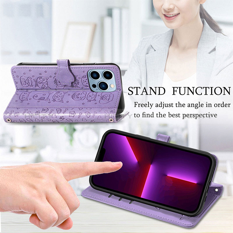 Handytasche Stand Schutzhülle Flip Leder Hülle Modisch Muster H11 für Apple iPhone 14 Pro groß