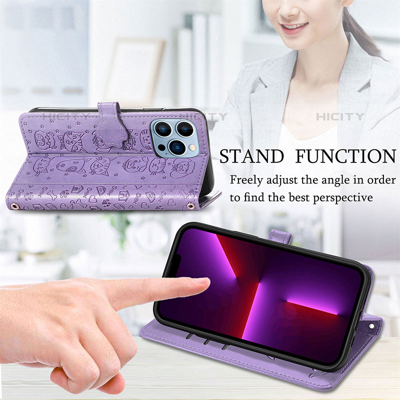 Handytasche Stand Schutzhülle Flip Leder Hülle Modisch Muster H11 für Apple iPhone 15 Pro groß