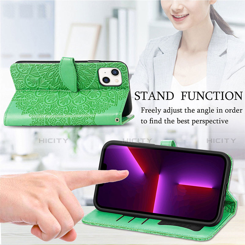 Handytasche Stand Schutzhülle Flip Leder Hülle Modisch Muster H13 für Apple iPhone 14 groß