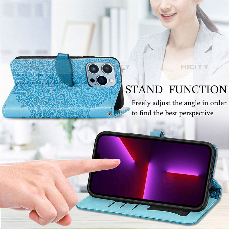 Handytasche Stand Schutzhülle Flip Leder Hülle Modisch Muster H13 für Apple iPhone 16 Pro Max groß