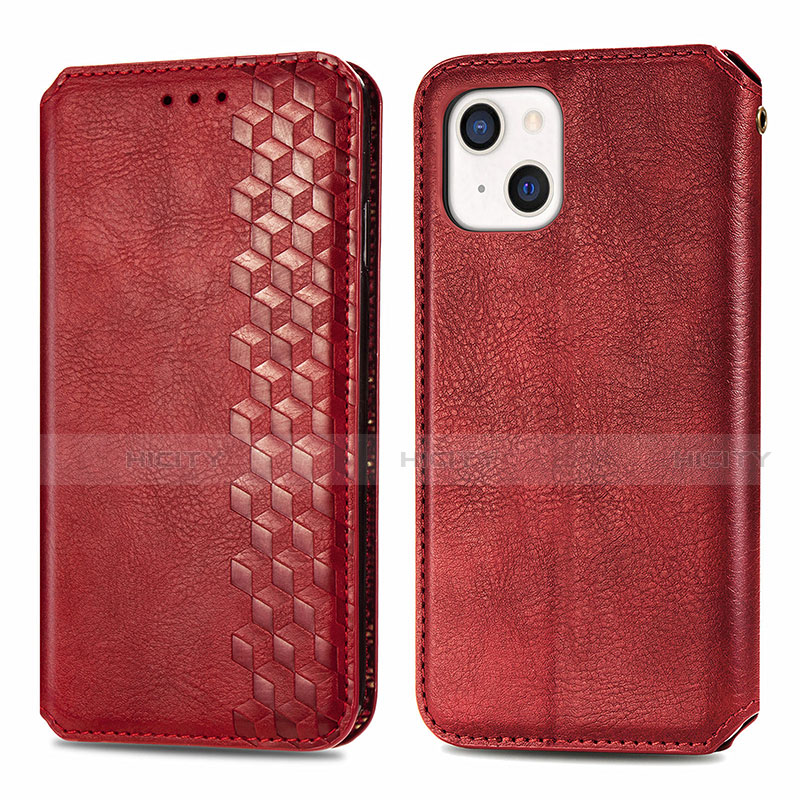 Handytasche Stand Schutzhülle Flip Leder Hülle Modisch Muster H15 für Apple iPhone 13 Mini Rot