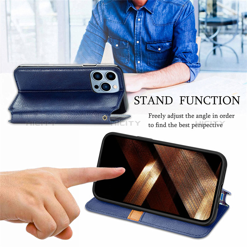 Handytasche Stand Schutzhülle Flip Leder Hülle Modisch Muster H15 für Apple iPhone 14 Pro groß