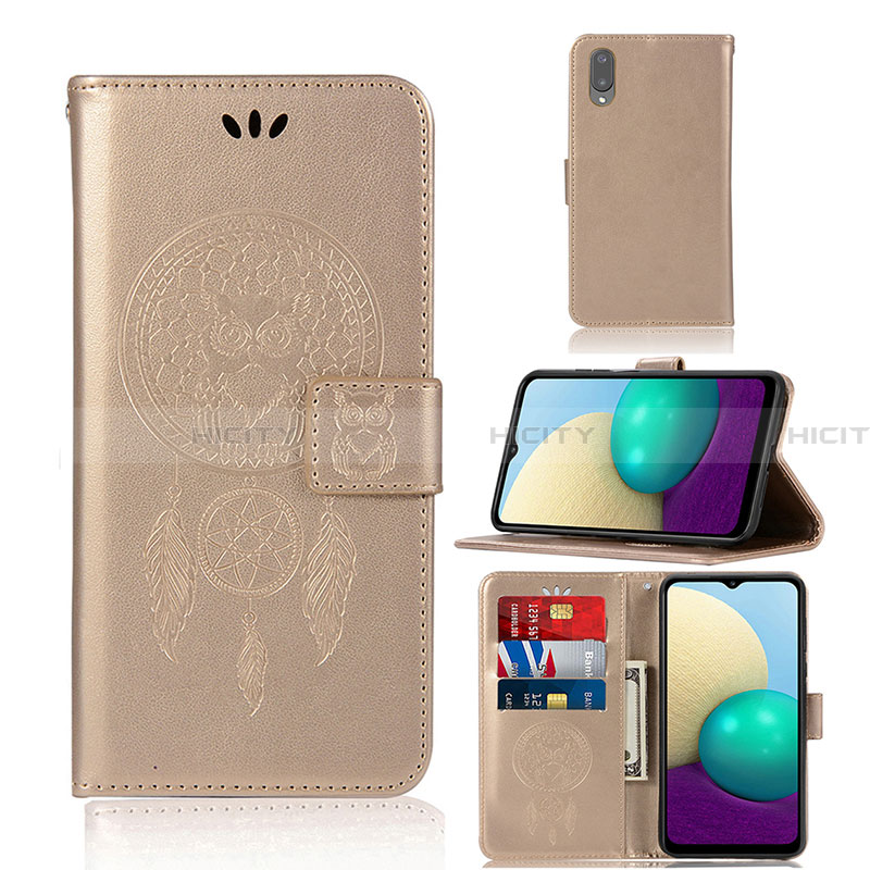 Handytasche Stand Schutzhülle Flip Leder Hülle Modisch Muster JX1 für Samsung Galaxy A02 Gold