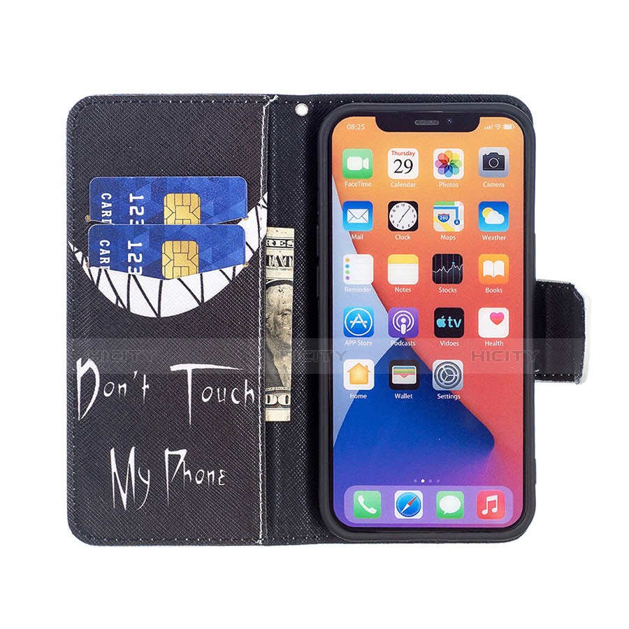 Handytasche Stand Schutzhülle Flip Leder Hülle Modisch Muster L01 für Apple iPhone 13 Schwarz