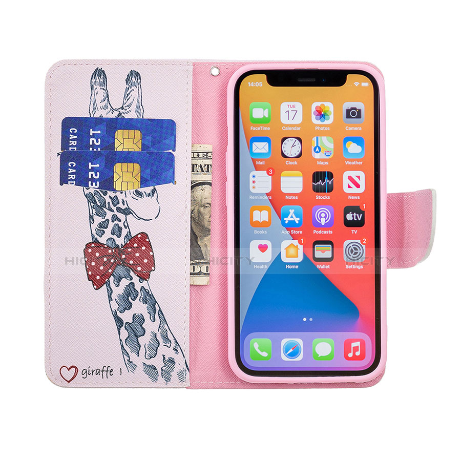 Handytasche Stand Schutzhülle Flip Leder Hülle Modisch Muster L02 für Apple iPhone 13 Pro Max Schwarz