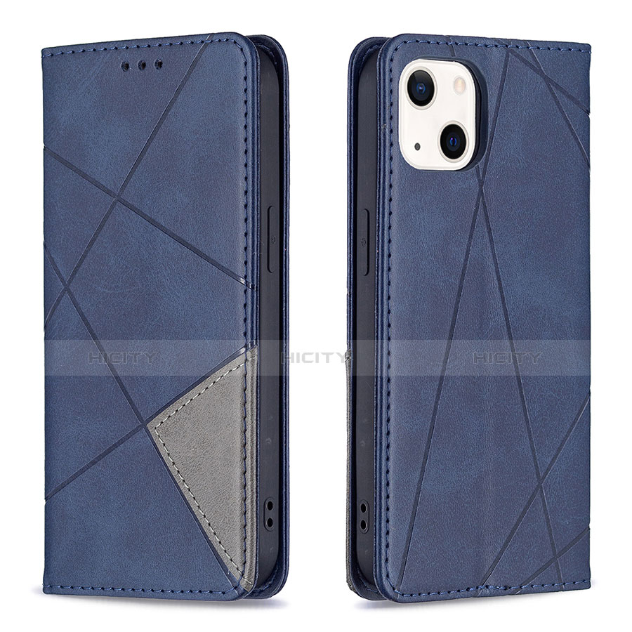 Handytasche Stand Schutzhülle Flip Leder Hülle Modisch Muster L04 für Apple iPhone 13 Blau Plus