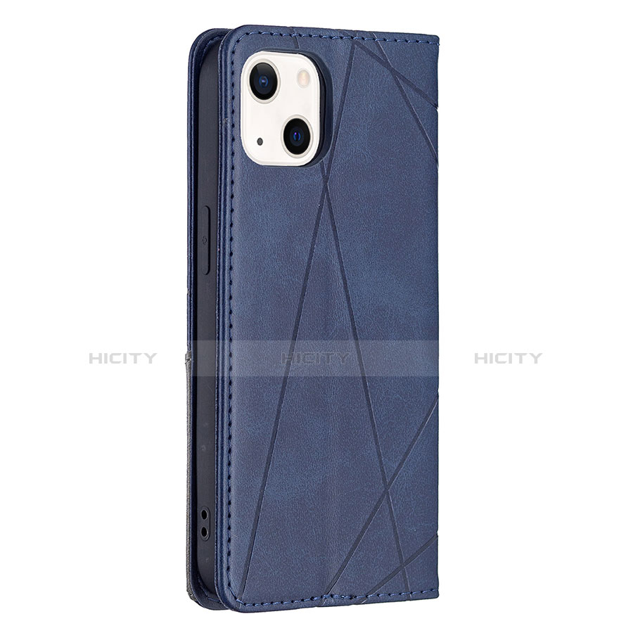 Handytasche Stand Schutzhülle Flip Leder Hülle Modisch Muster L04 für Apple iPhone 13 Blau groß