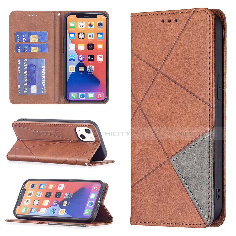 Handytasche Stand Schutzhülle Flip Leder Hülle Modisch Muster L04 für Apple iPhone 13 Braun