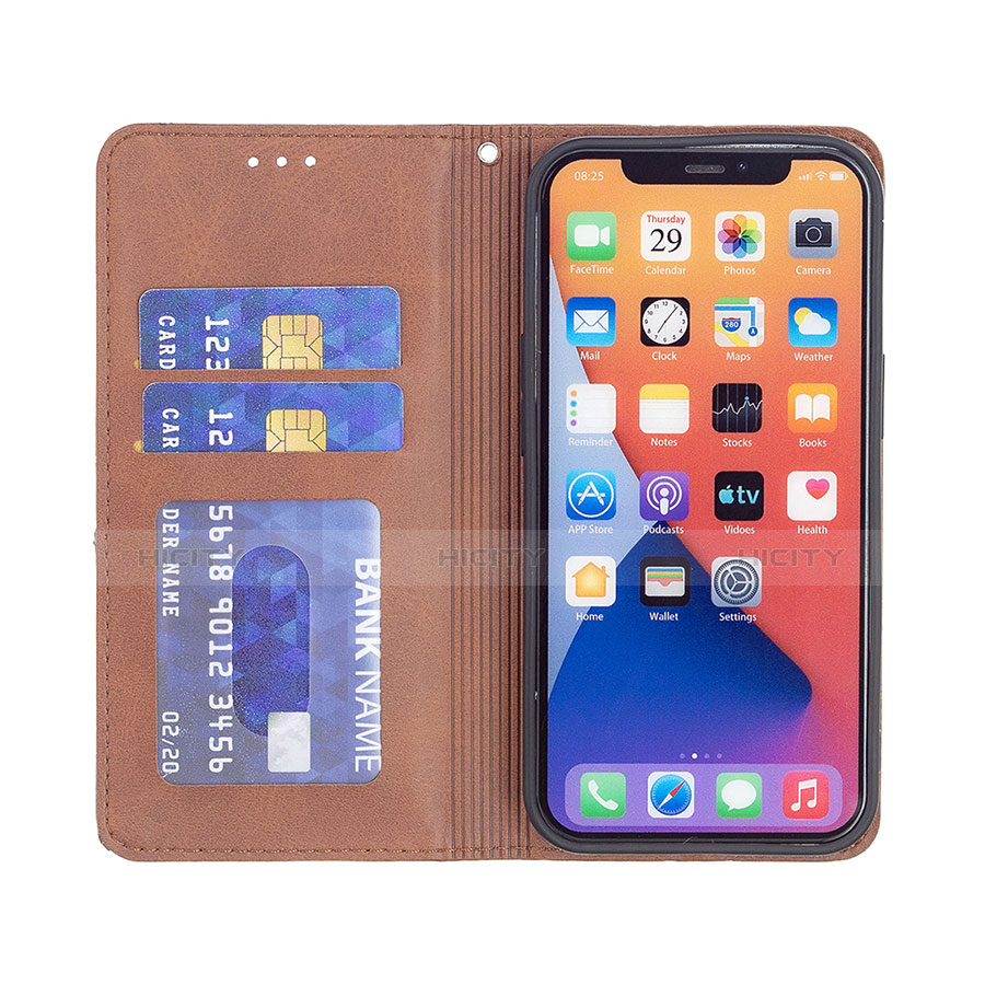 Handytasche Stand Schutzhülle Flip Leder Hülle Modisch Muster L04 für Apple iPhone 13 Braun