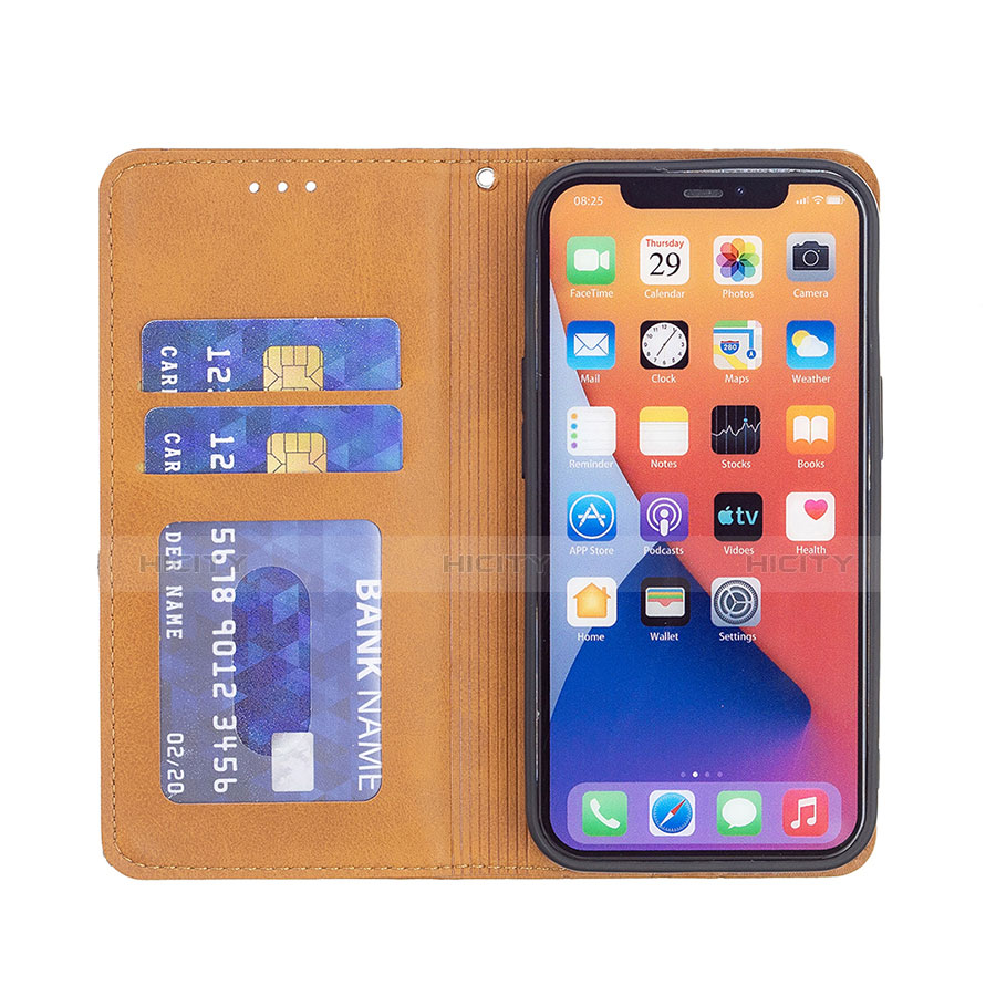 Handytasche Stand Schutzhülle Flip Leder Hülle Modisch Muster L04 für Apple iPhone 13 Mini Gelb