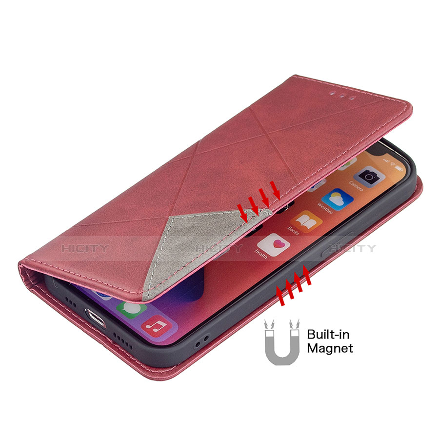 Handytasche Stand Schutzhülle Flip Leder Hülle Modisch Muster L04 für Apple iPhone 13 Mini Rot