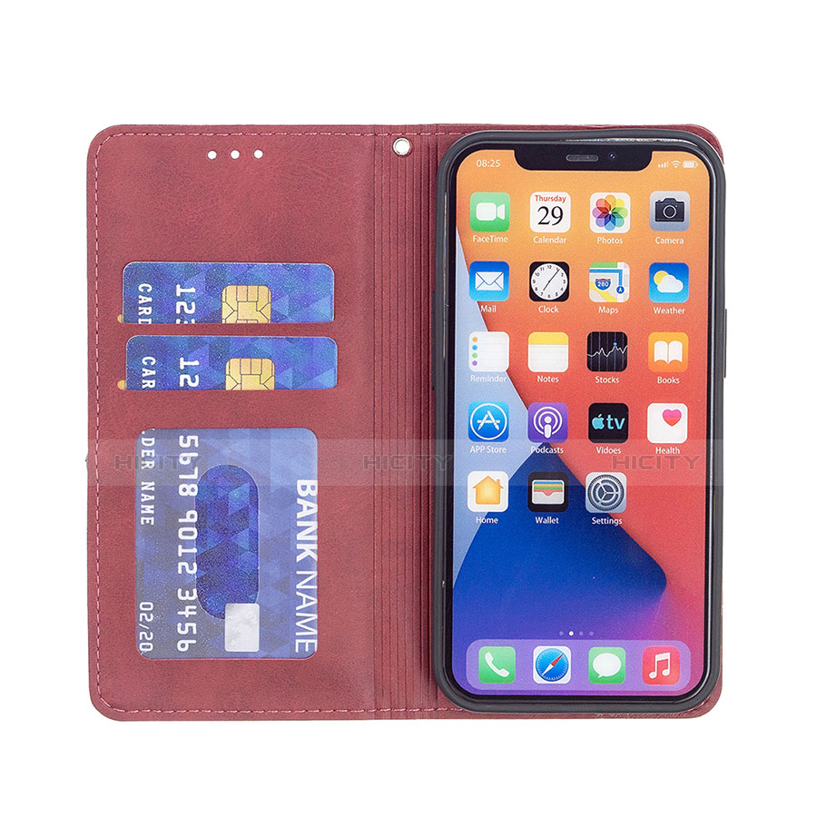 Handytasche Stand Schutzhülle Flip Leder Hülle Modisch Muster L04 für Apple iPhone 13 Mini Rot