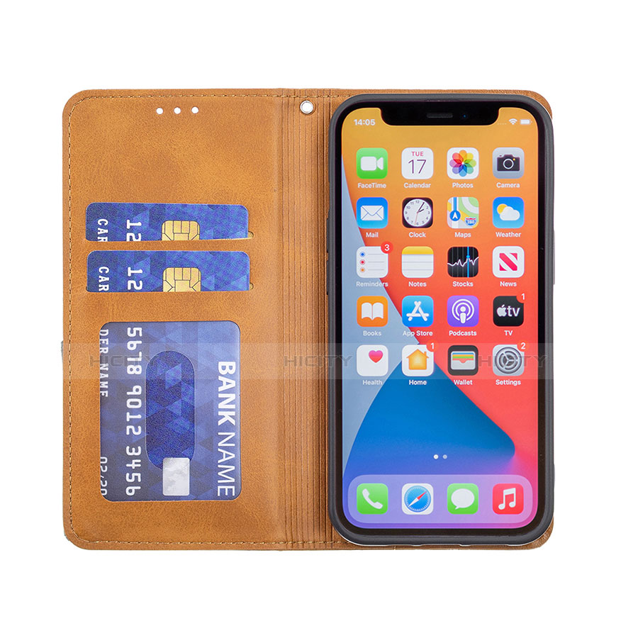 Handytasche Stand Schutzhülle Flip Leder Hülle Modisch Muster L04 für Apple iPhone 13 Pro Gelb