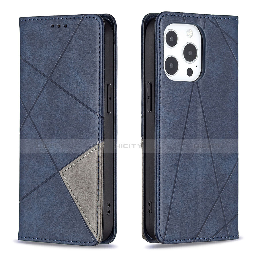 Handytasche Stand Schutzhülle Flip Leder Hülle Modisch Muster L04 für Apple iPhone 13 Pro Max Blau Plus