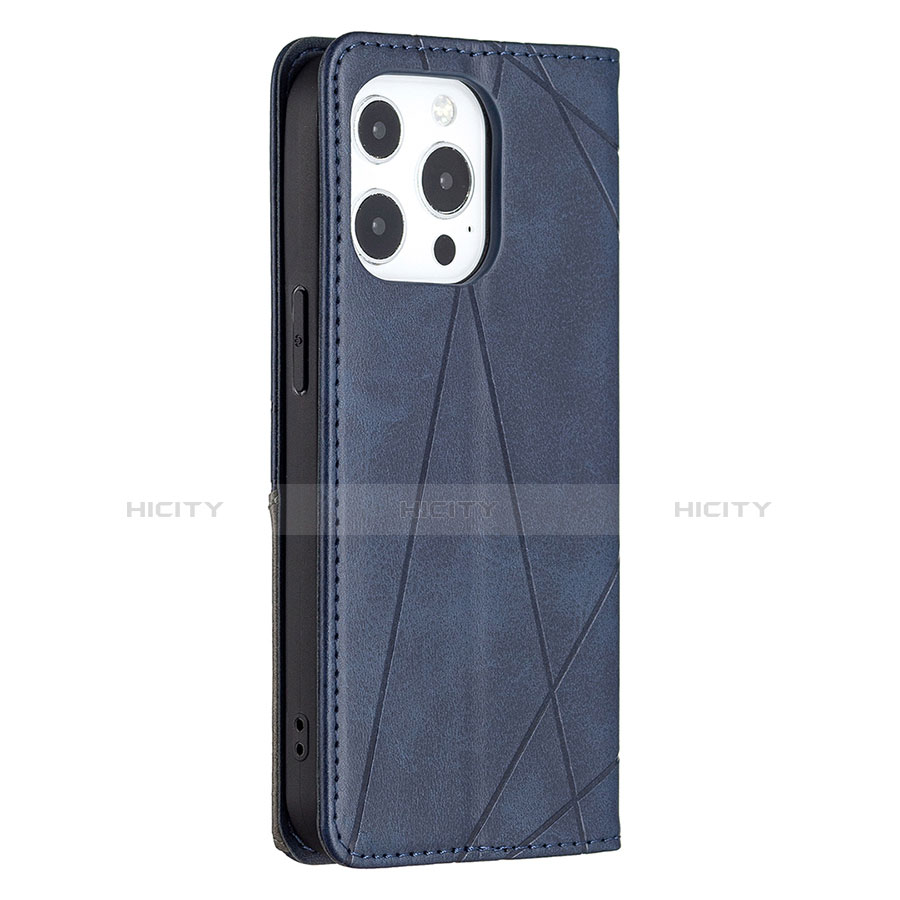 Handytasche Stand Schutzhülle Flip Leder Hülle Modisch Muster L04 für Apple iPhone 13 Pro Max Blau groß