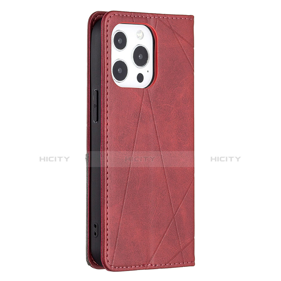 Handytasche Stand Schutzhülle Flip Leder Hülle Modisch Muster L04 für Apple iPhone 13 Pro Rot