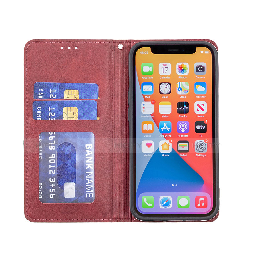 Handytasche Stand Schutzhülle Flip Leder Hülle Modisch Muster L04 für Apple iPhone 13 Pro Rot