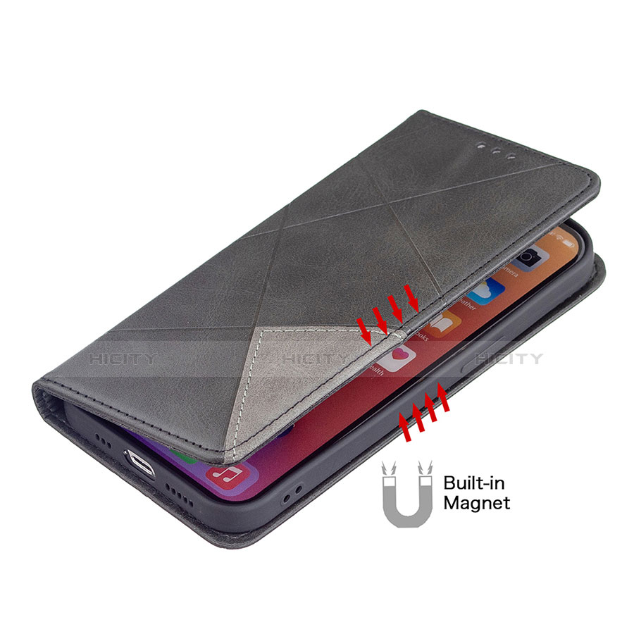 Handytasche Stand Schutzhülle Flip Leder Hülle Modisch Muster L04 für Apple iPhone 13 Schwarz groß