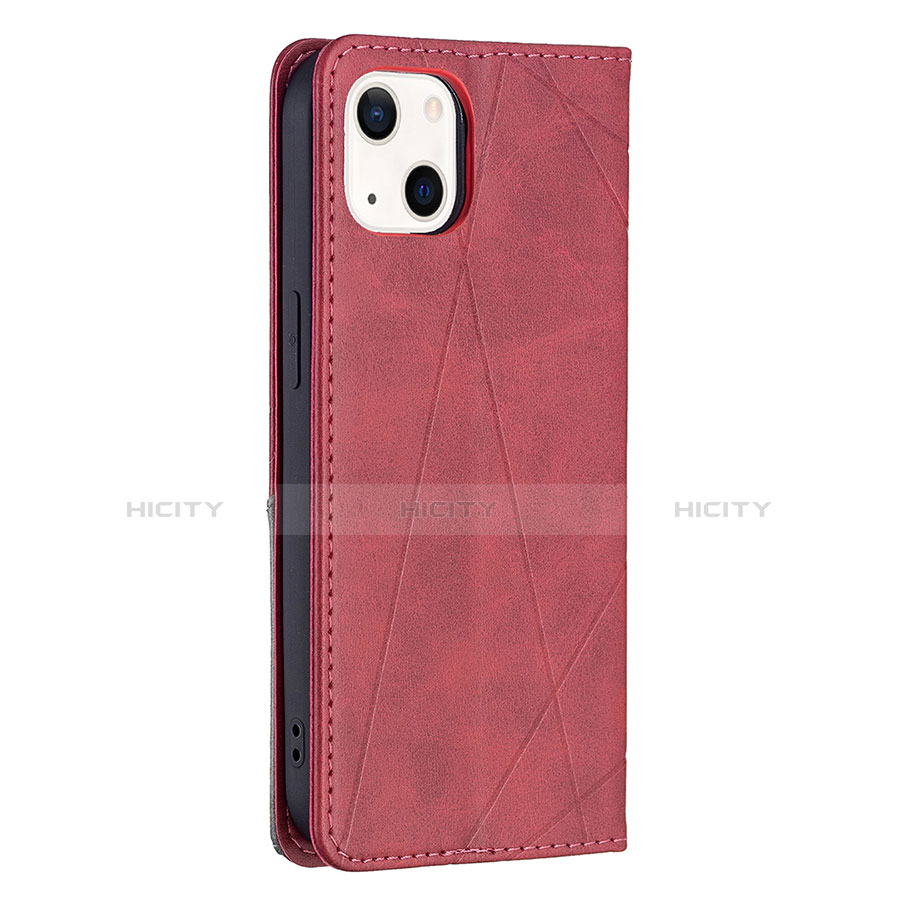 Handytasche Stand Schutzhülle Flip Leder Hülle Modisch Muster L04 für Apple iPhone 14 Plus Rot groß