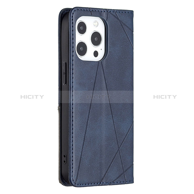 Handytasche Stand Schutzhülle Flip Leder Hülle Modisch Muster L04 für Apple iPhone 14 Pro Blau groß