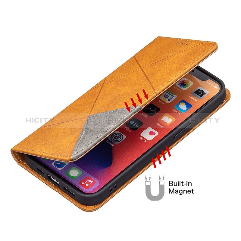 Handytasche Stand Schutzhülle Flip Leder Hülle Modisch Muster L04 für Apple iPhone 14 Pro Gelb