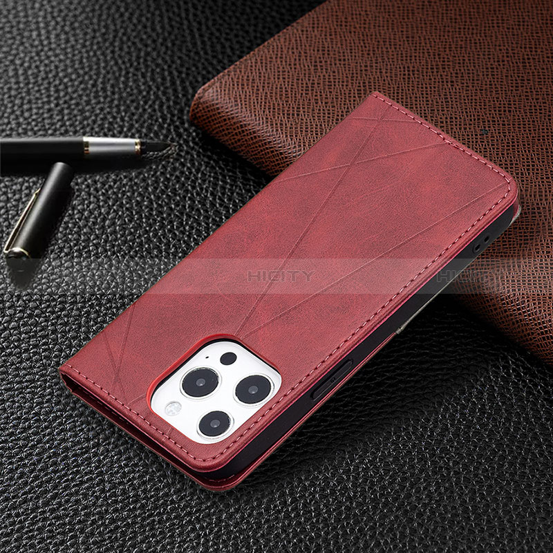 Handytasche Stand Schutzhülle Flip Leder Hülle Modisch Muster L04 für Apple iPhone 14 Pro Max Rot groß