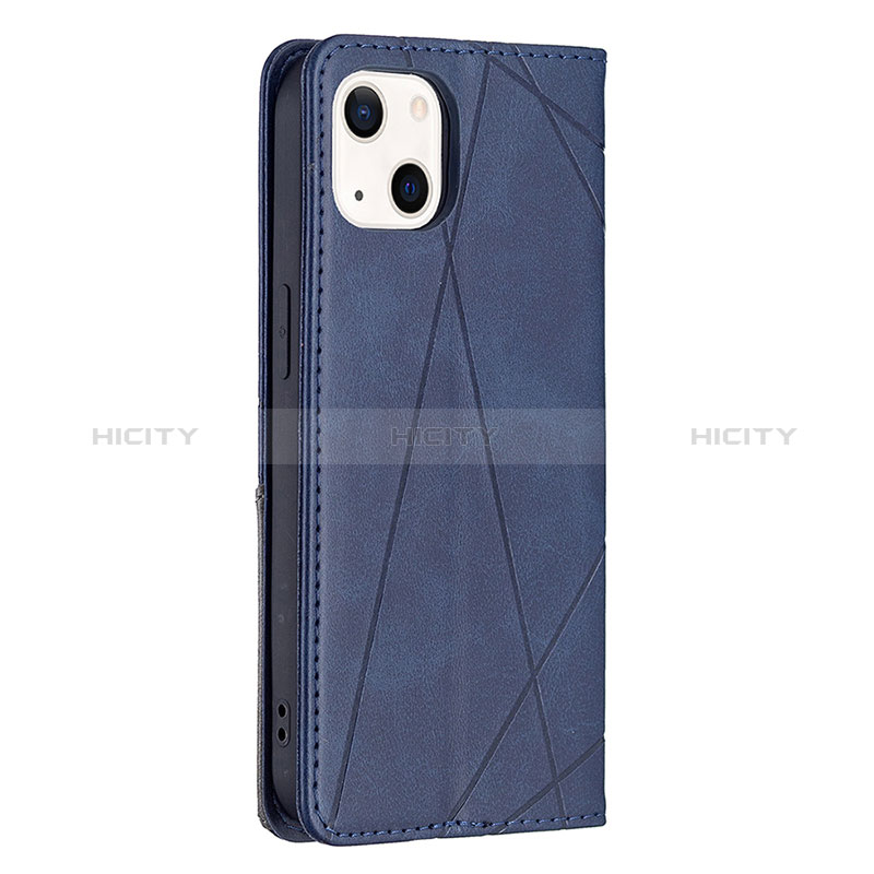 Handytasche Stand Schutzhülle Flip Leder Hülle Modisch Muster L04 für Apple iPhone 15 Blau groß