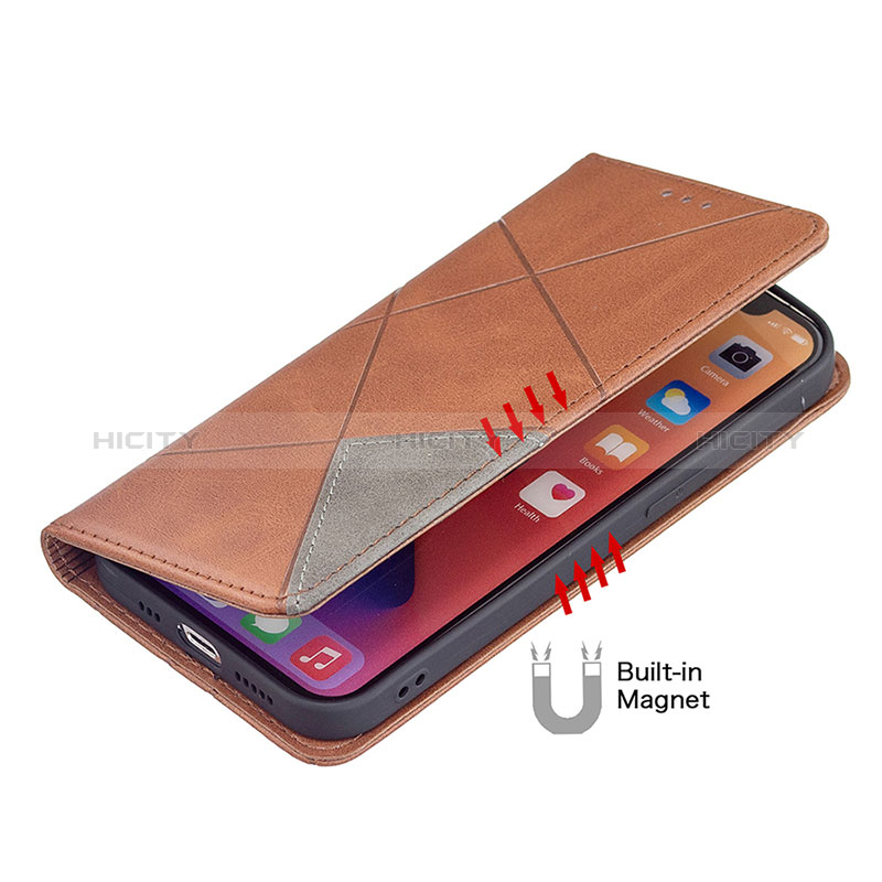 Handytasche Stand Schutzhülle Flip Leder Hülle Modisch Muster L04 für Apple iPhone 15 Braun