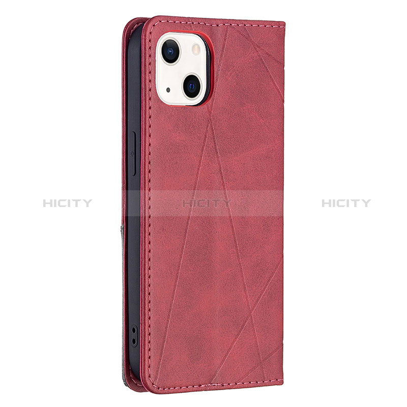 Handytasche Stand Schutzhülle Flip Leder Hülle Modisch Muster L04 für Apple iPhone 15 Plus Rot