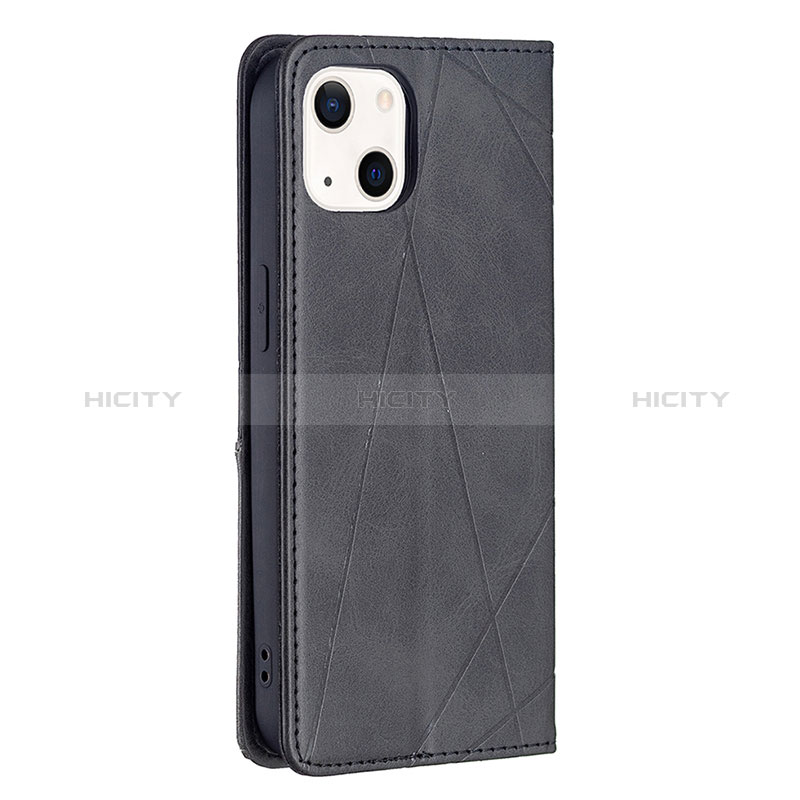 Handytasche Stand Schutzhülle Flip Leder Hülle Modisch Muster L04 für Apple iPhone 15 Plus Schwarz