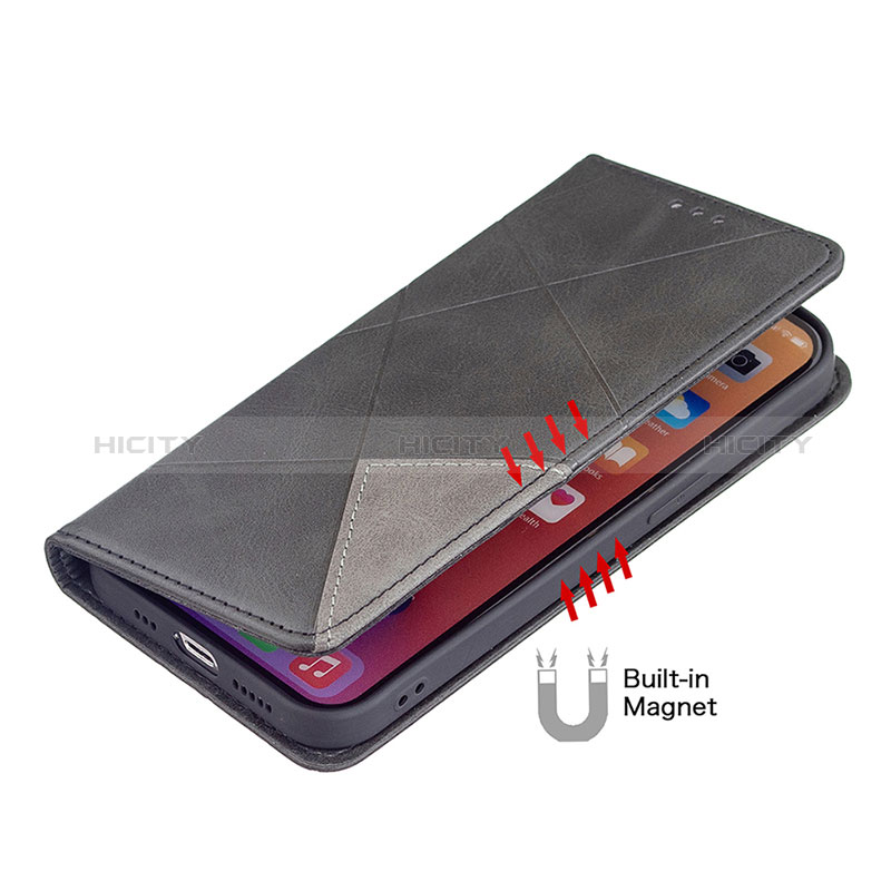 Handytasche Stand Schutzhülle Flip Leder Hülle Modisch Muster L04 für Apple iPhone 15 Plus Schwarz