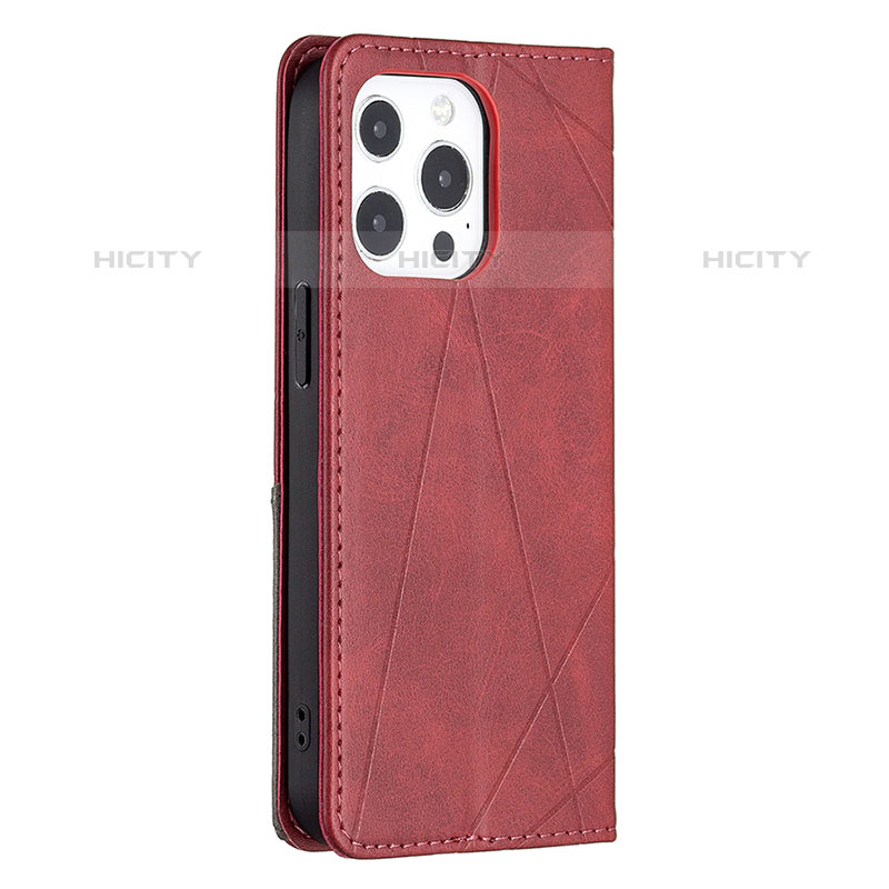 Handytasche Stand Schutzhülle Flip Leder Hülle Modisch Muster L04 für Apple iPhone 15 Pro Max Rot