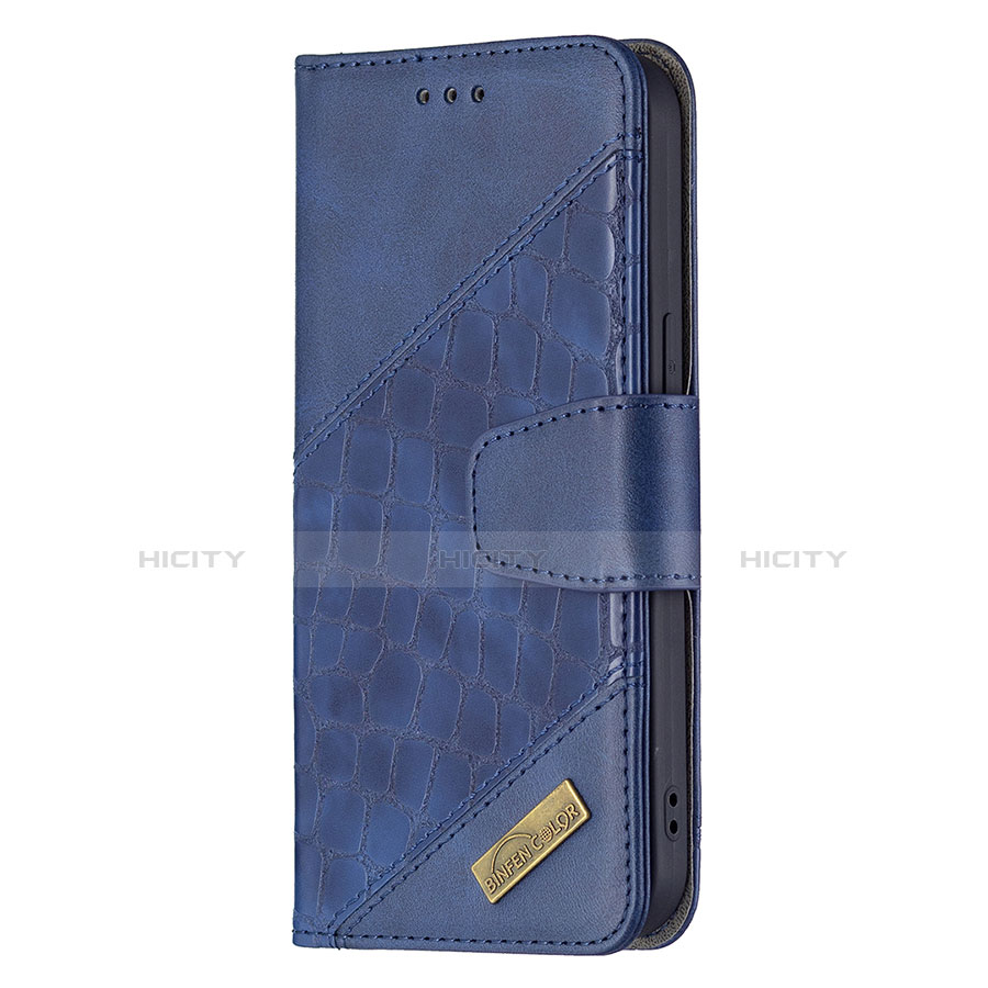 Handytasche Stand Schutzhülle Flip Leder Hülle Modisch Muster L05 für Apple iPhone 13 Blau