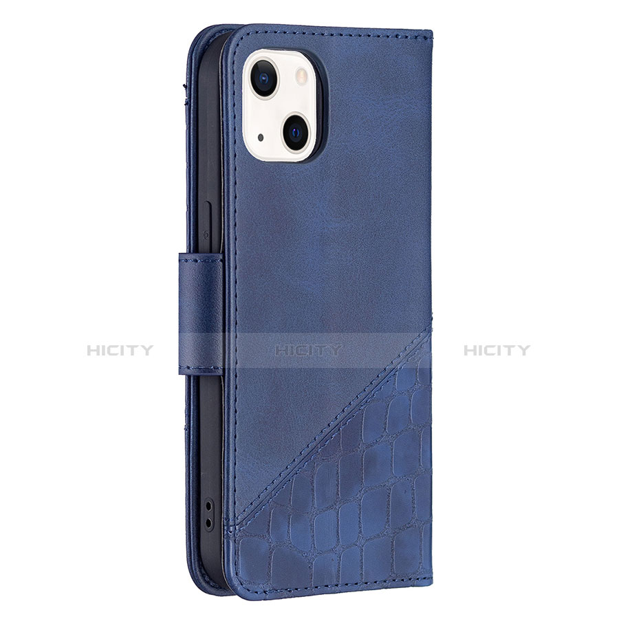 Handytasche Stand Schutzhülle Flip Leder Hülle Modisch Muster L05 für Apple iPhone 13 Blau