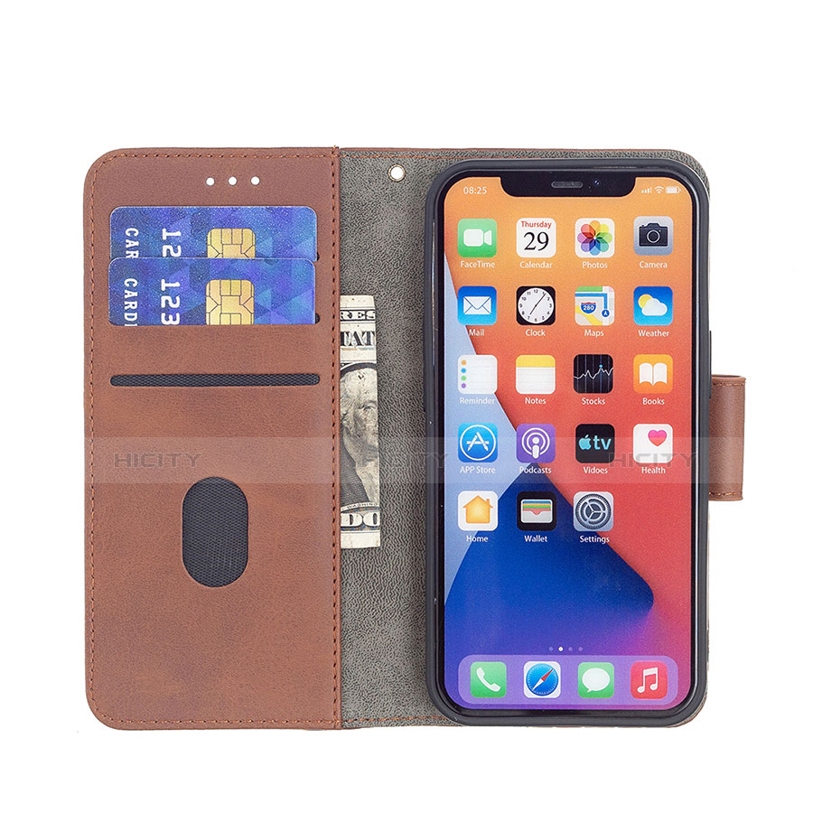 Handytasche Stand Schutzhülle Flip Leder Hülle Modisch Muster L05 für Apple iPhone 13 Braun