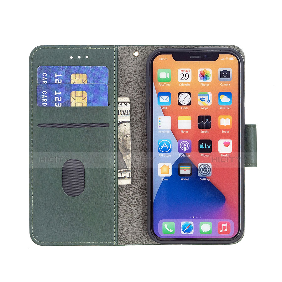 Handytasche Stand Schutzhülle Flip Leder Hülle Modisch Muster L05 für Apple iPhone 13 Grün