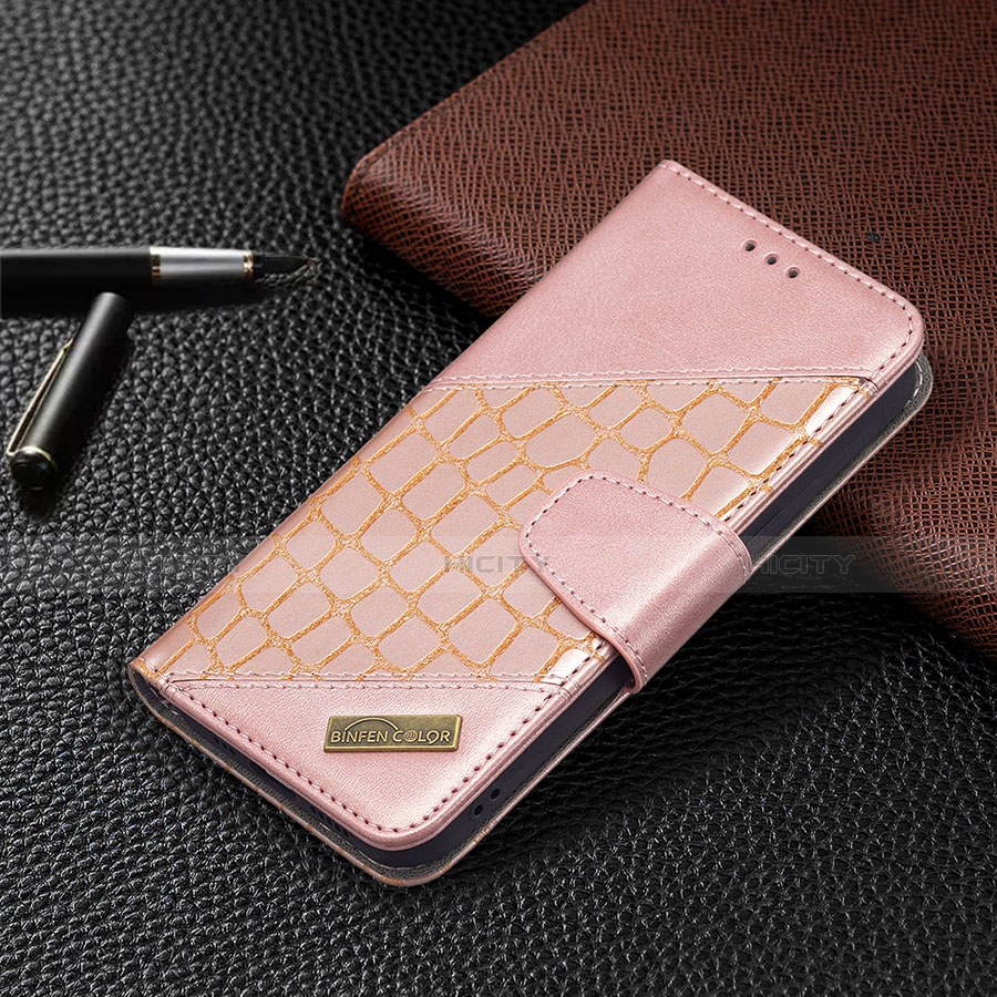 Handytasche Stand Schutzhülle Flip Leder Hülle Modisch Muster L05 für Apple iPhone 13 Mini Rosegold groß