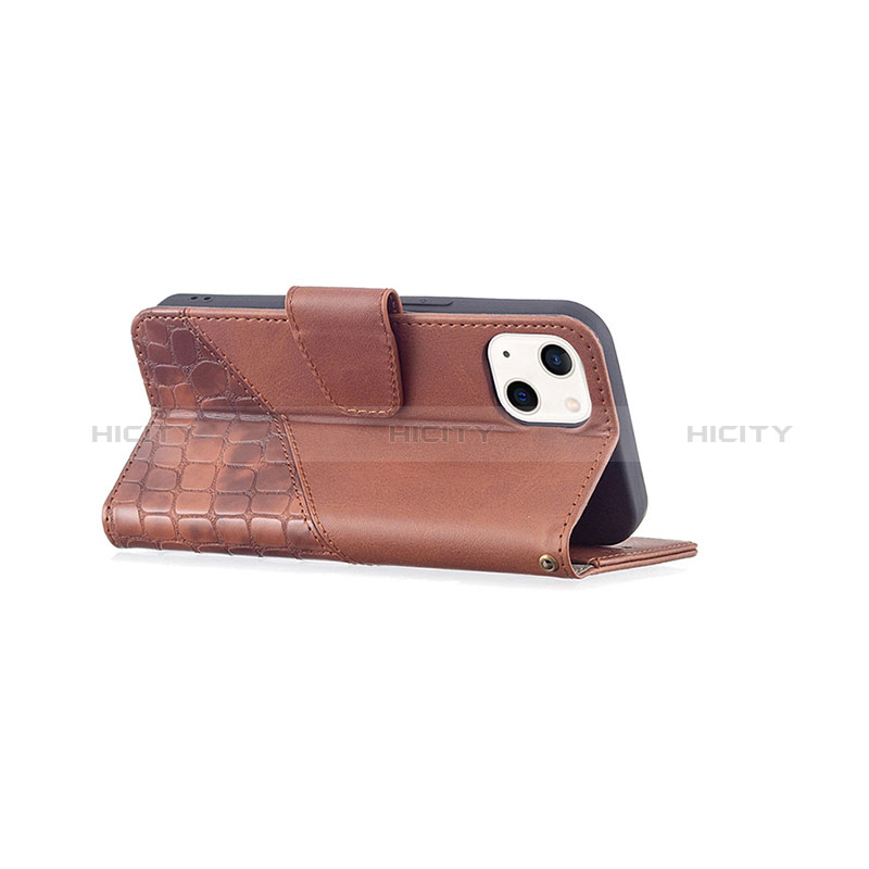 Handytasche Stand Schutzhülle Flip Leder Hülle Modisch Muster L05 für Apple iPhone 15 Braun