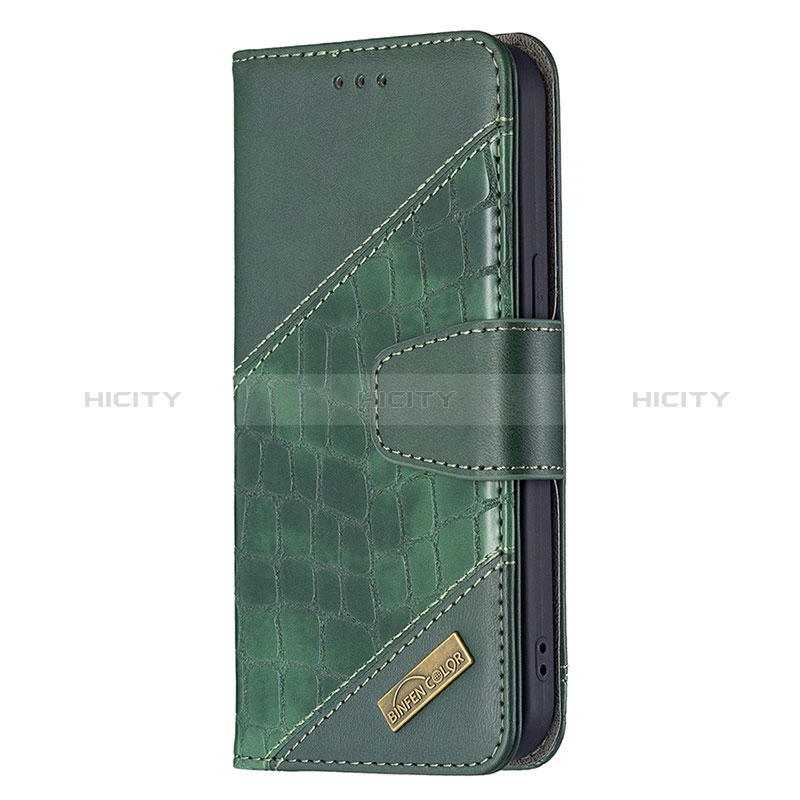 Handytasche Stand Schutzhülle Flip Leder Hülle Modisch Muster L05 für Apple iPhone 15 Grün