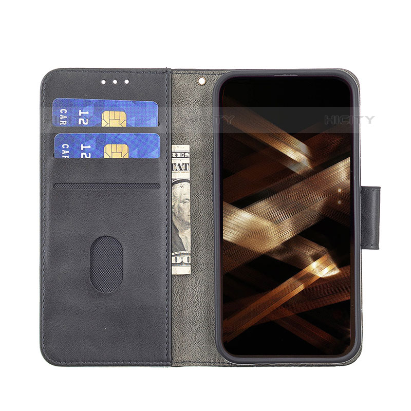 Handytasche Stand Schutzhülle Flip Leder Hülle Modisch Muster L05 für Apple iPhone 15 Pro Schwarz