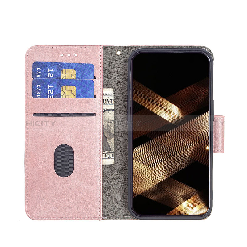 Handytasche Stand Schutzhülle Flip Leder Hülle Modisch Muster L05 für Apple iPhone 15 Rosegold groß