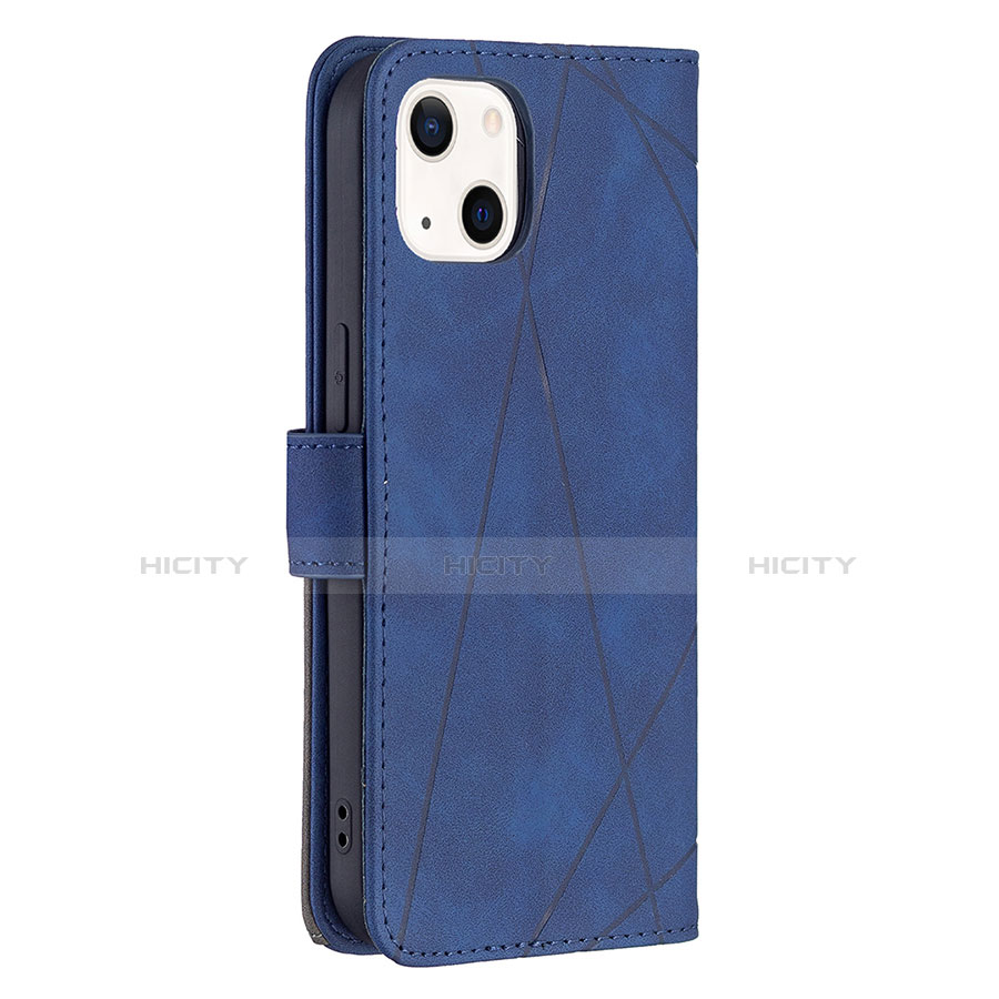 Handytasche Stand Schutzhülle Flip Leder Hülle Modisch Muster L06 für Apple iPhone 13 Blau