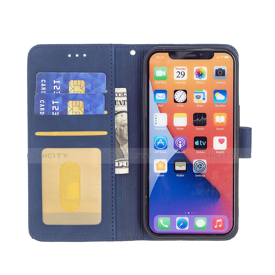 Handytasche Stand Schutzhülle Flip Leder Hülle Modisch Muster L06 für Apple iPhone 13 Blau