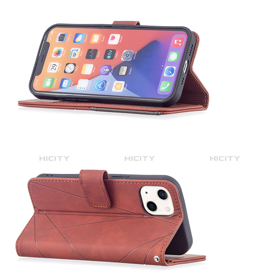 Handytasche Stand Schutzhülle Flip Leder Hülle Modisch Muster L06 für Apple iPhone 13 Braun