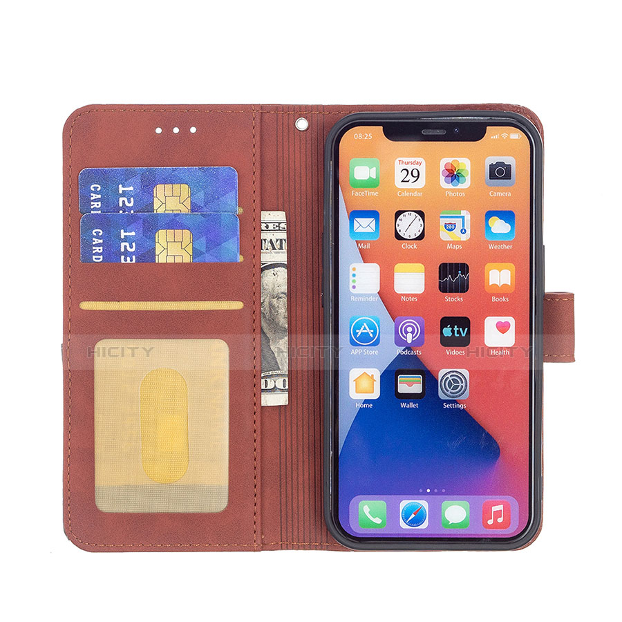 Handytasche Stand Schutzhülle Flip Leder Hülle Modisch Muster L06 für Apple iPhone 13 Braun