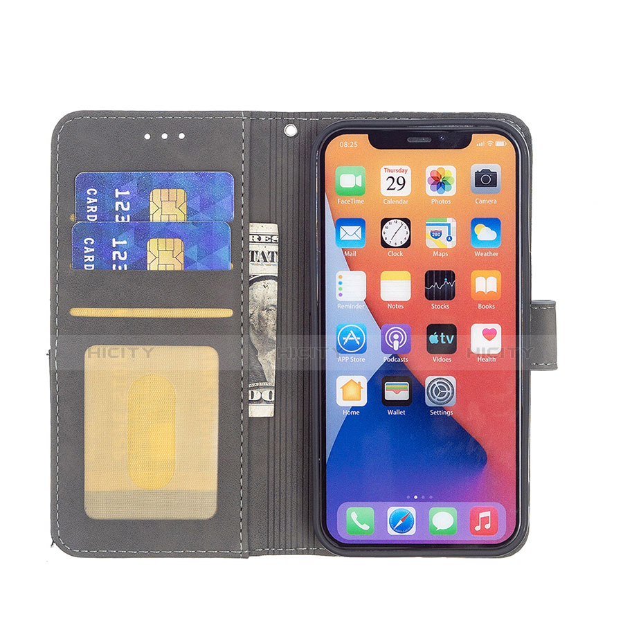 Handytasche Stand Schutzhülle Flip Leder Hülle Modisch Muster L06 für Apple iPhone 13 Grau